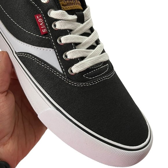 Levis Mens Fashion Sneaker Size 9.5 Black White Lace up Stylish Comfortable Shoe - Picture 4 of 13